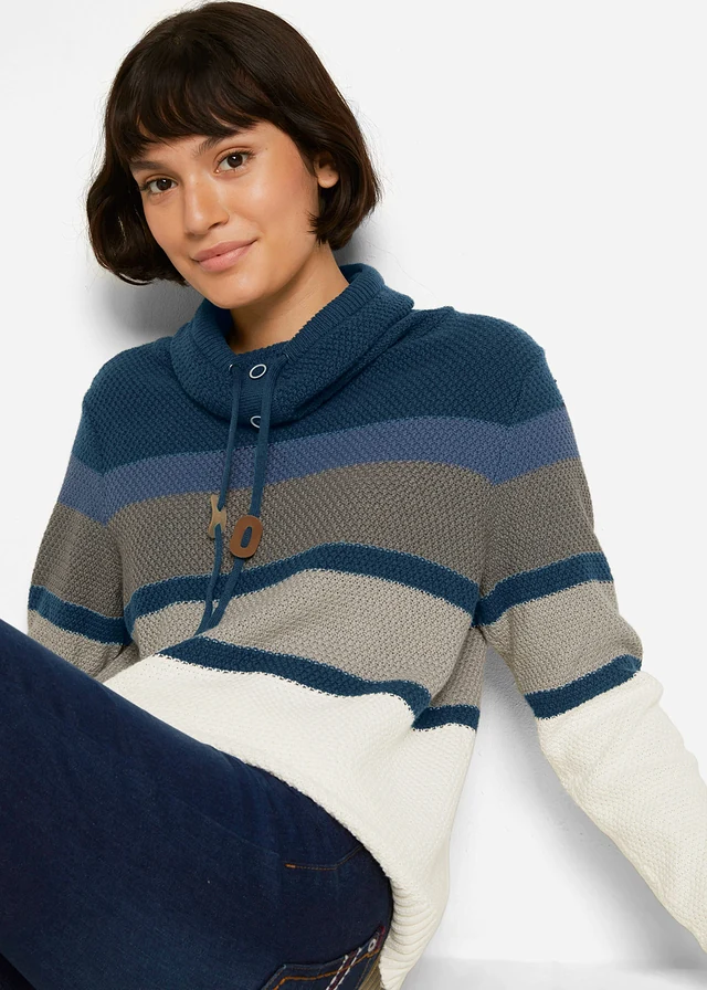 Trui met col • donkerblauw gestreept • product-page.page-title-suffix