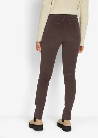 Skinny corduroy broek met stretch, Kleur: donkerbruin