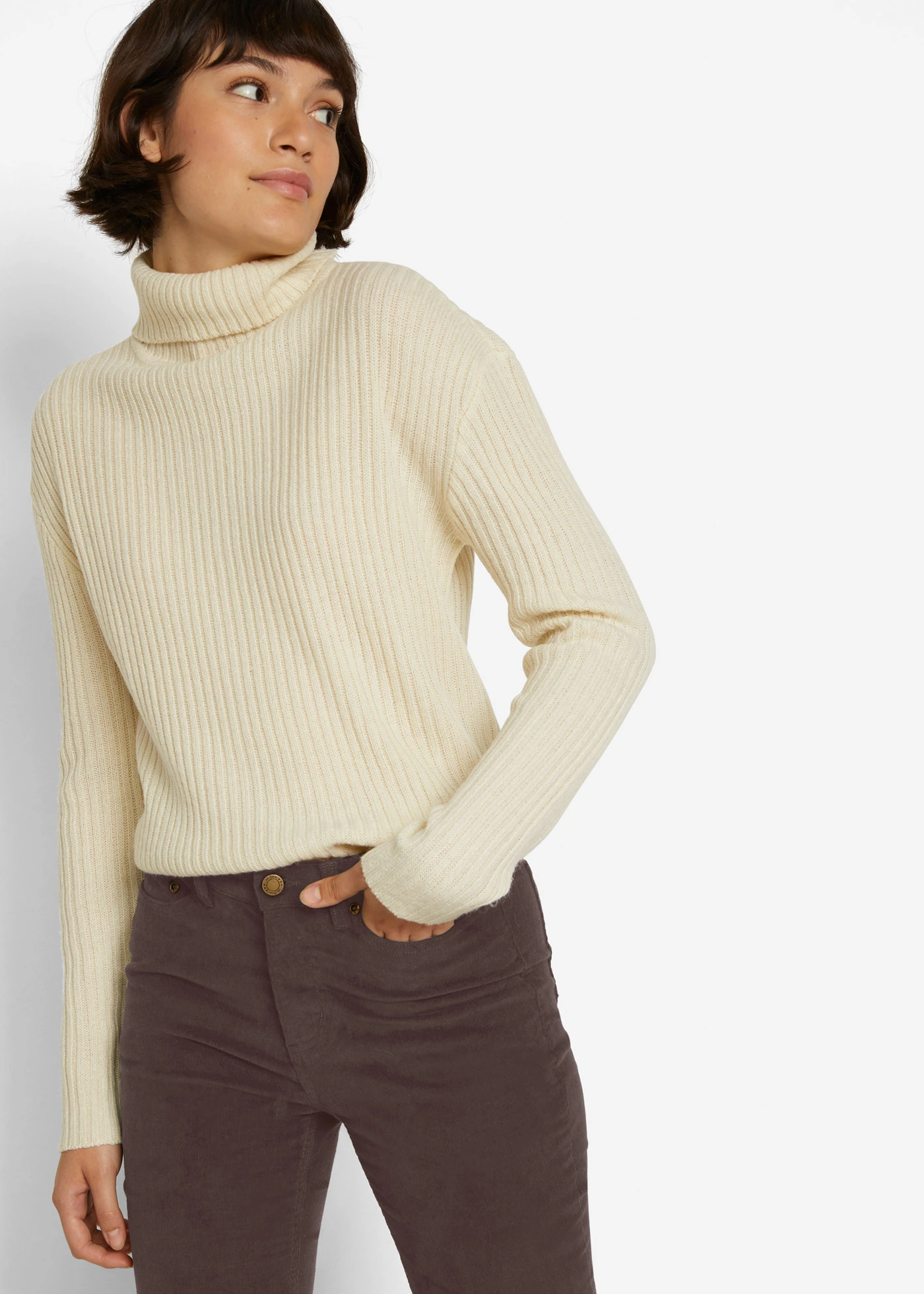 Manšestrové Skinny kalhoty se strečem • tmavě hnědá • bonprix obchod