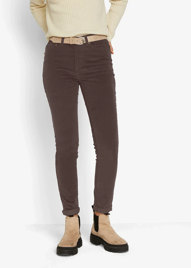Skinny corduroy broek met stretch • donkerbruin • product-page.page-title-suffix