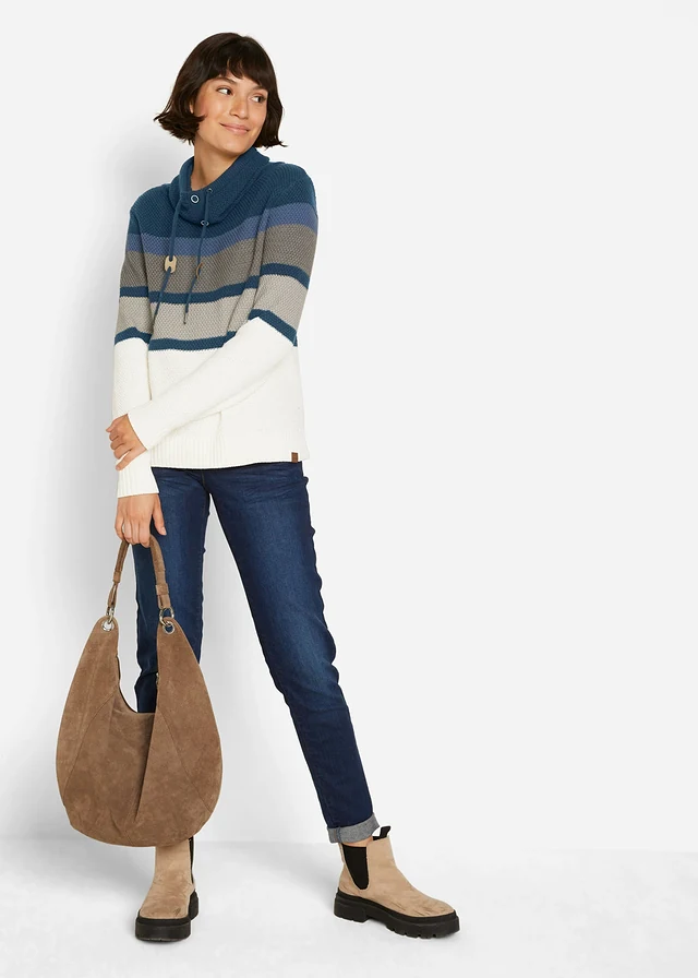 Trui met col • donkerblauw gestreept • product-page.page-title-suffix