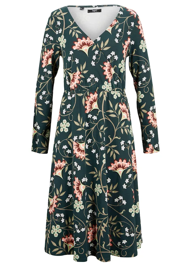 Rochie midi petrecută, din jerse din bumbac