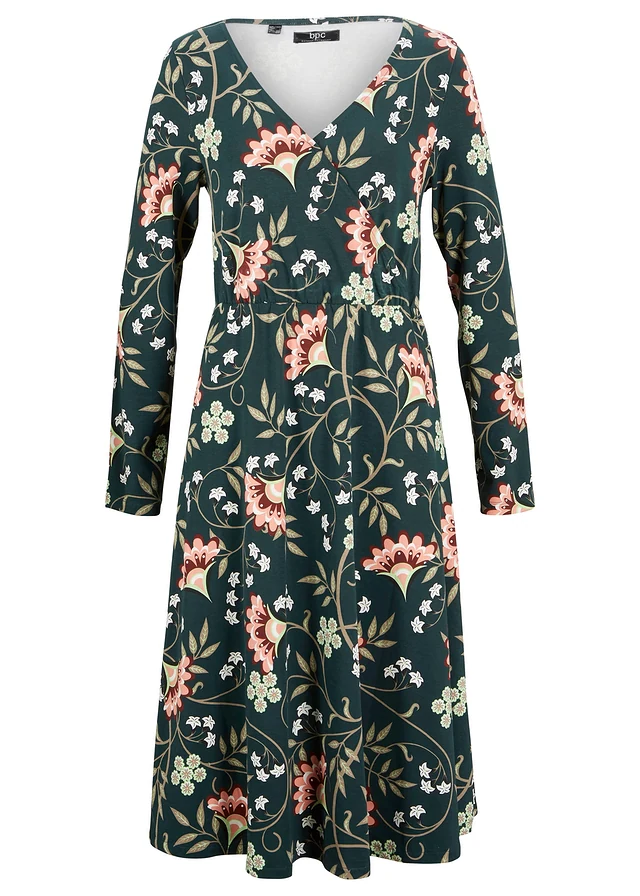 Robe midi en jersey de coton, style portefeuille
