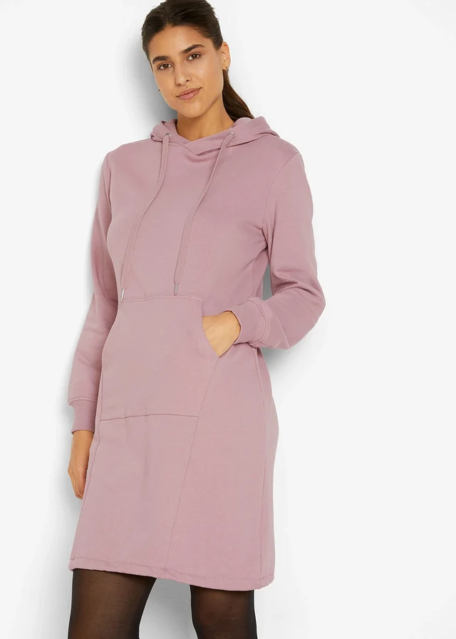 Robe sweat en coton mélangé, Couleur: bois de rose