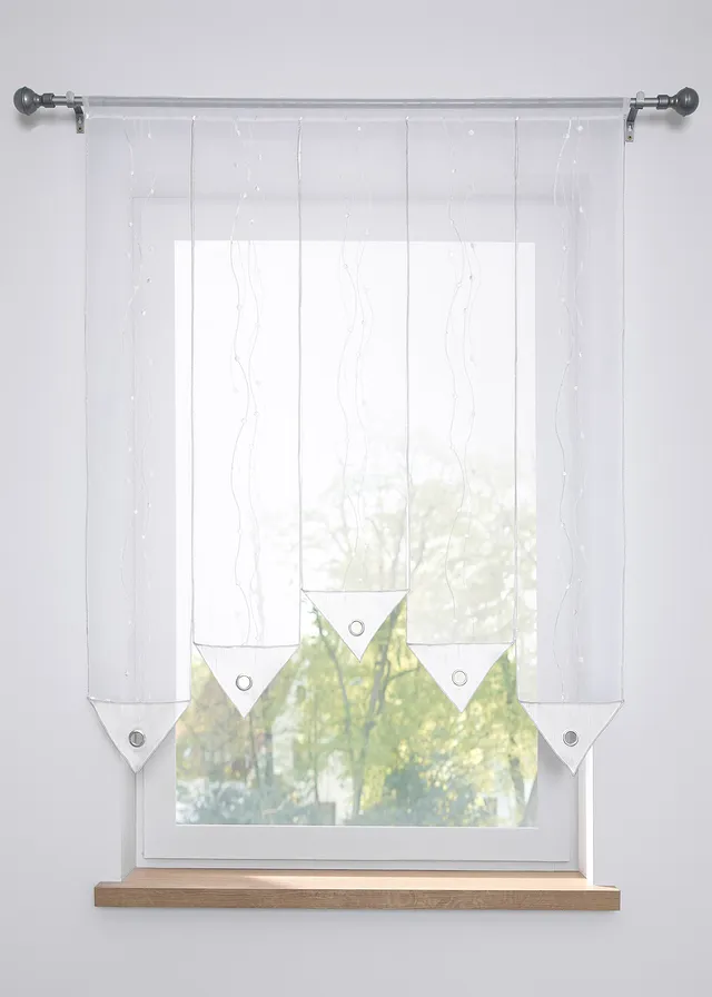 Vitrážková záclona s výšivkou (1 ks)