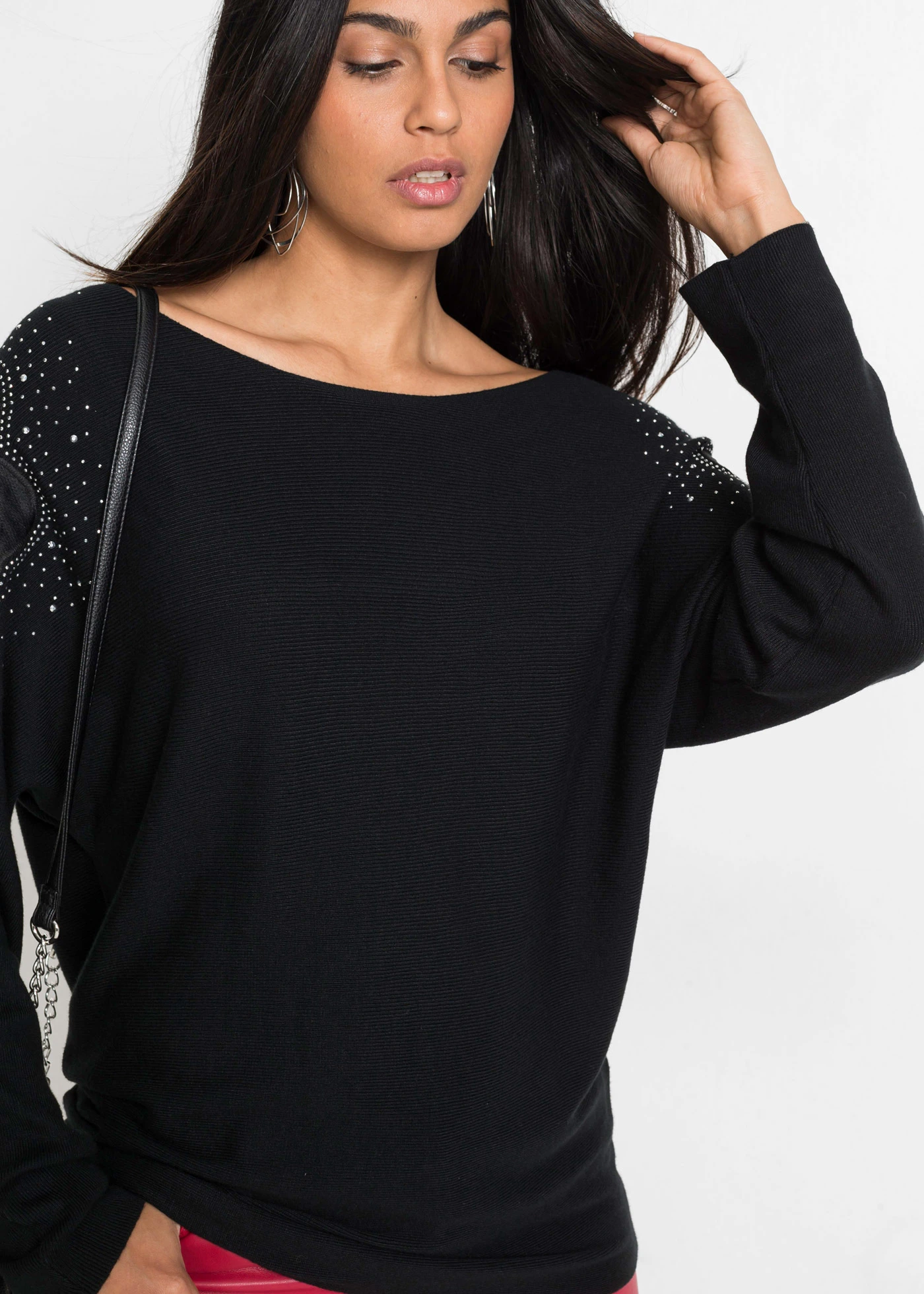 Pull en fine maille de viscose mélangée • noir • Boutique bonprix