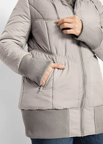 Prošívaná bunda s kapucí s širokým pohodlným dolním lemem, barva: černá