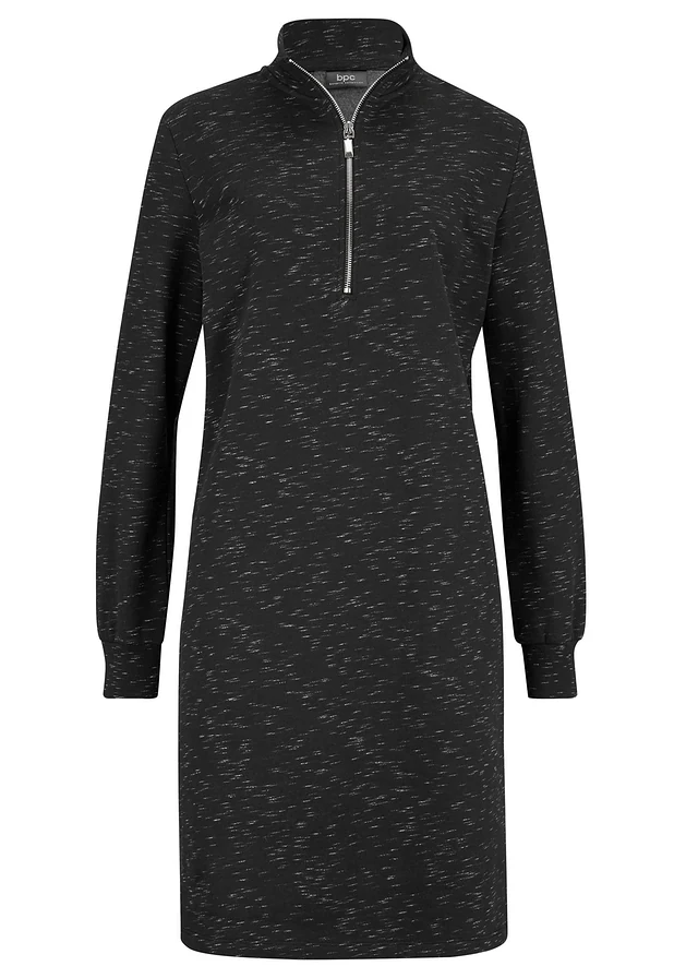 Robe sweat à col camionneur, Couleur: noir chiné