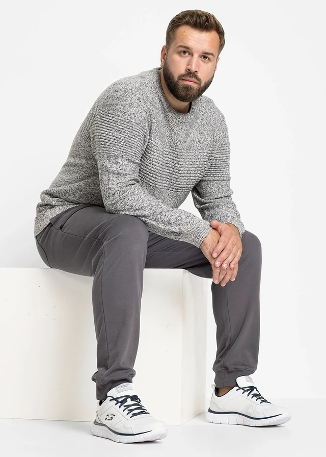 Pull 100% coton, Couleur: gris chiné