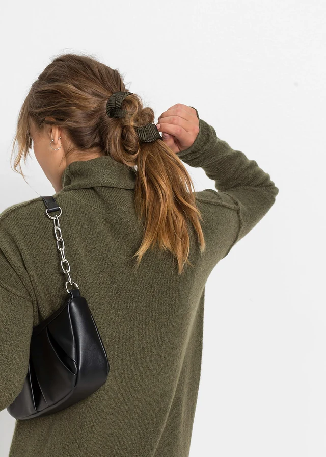 Robe en maille à col roulé • olive foncé chiné • product-page.page-title-suffix