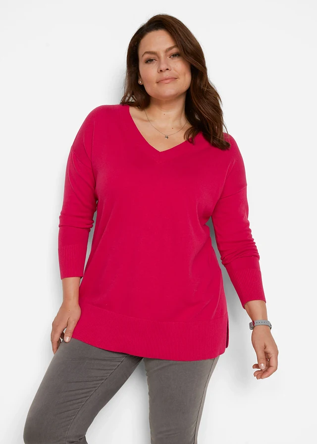 Pull long, Couleur: rouge grenat