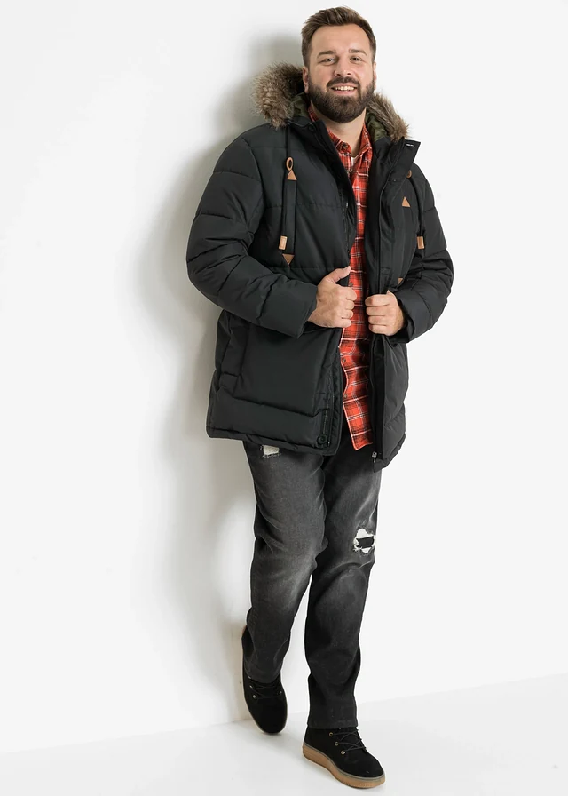 Outdoor jas met capuchon, Kleur: zwart