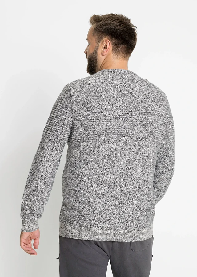 Pull 100% coton, Couleur: gris chiné