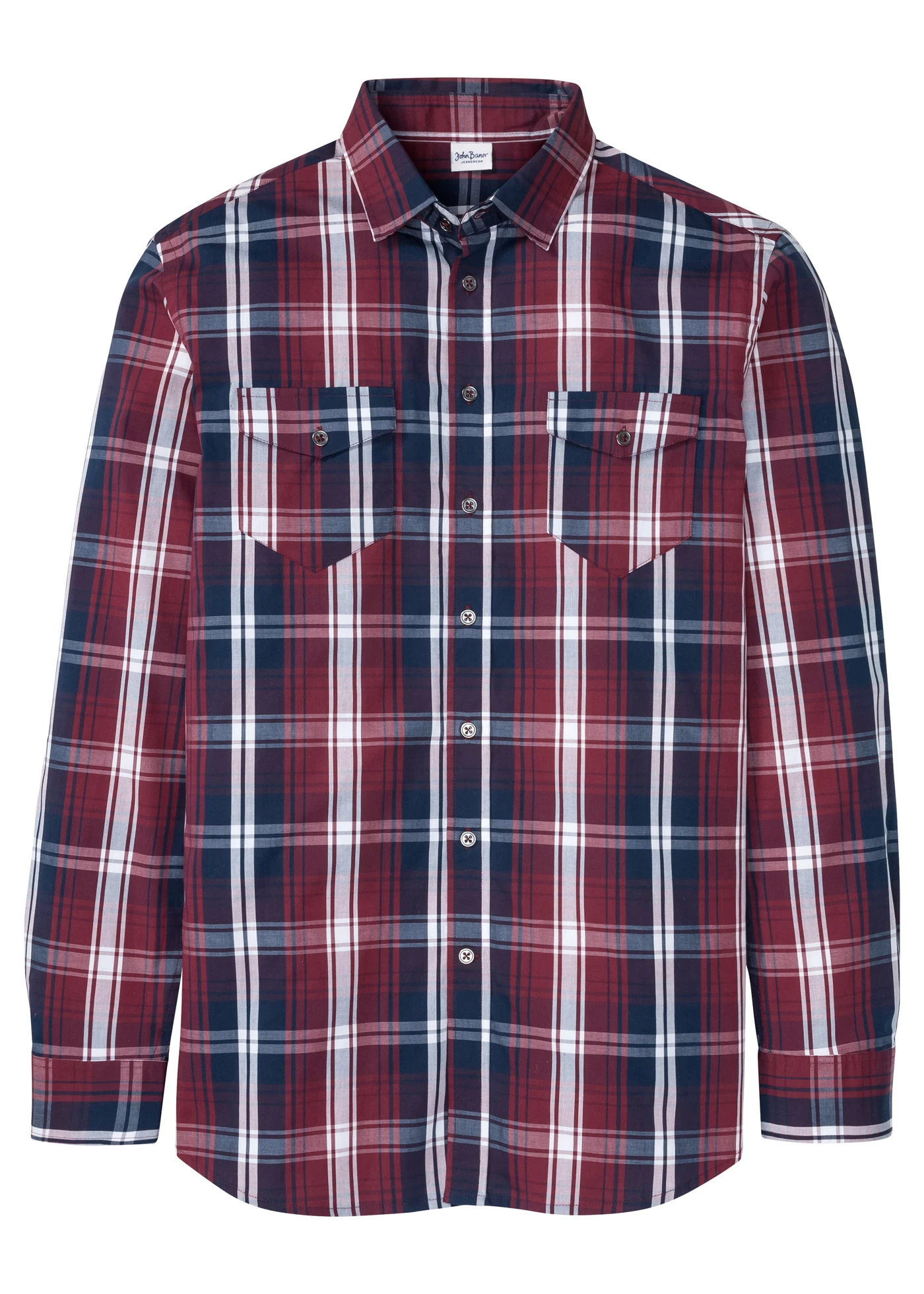 Košile v pohodlném střihu, dlouhý rukáv • javorově červená kostka • bonprix obchod