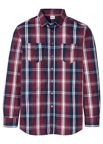Overhemd met comfort fit, lange mouw, Kleur: esdoornrood geruit