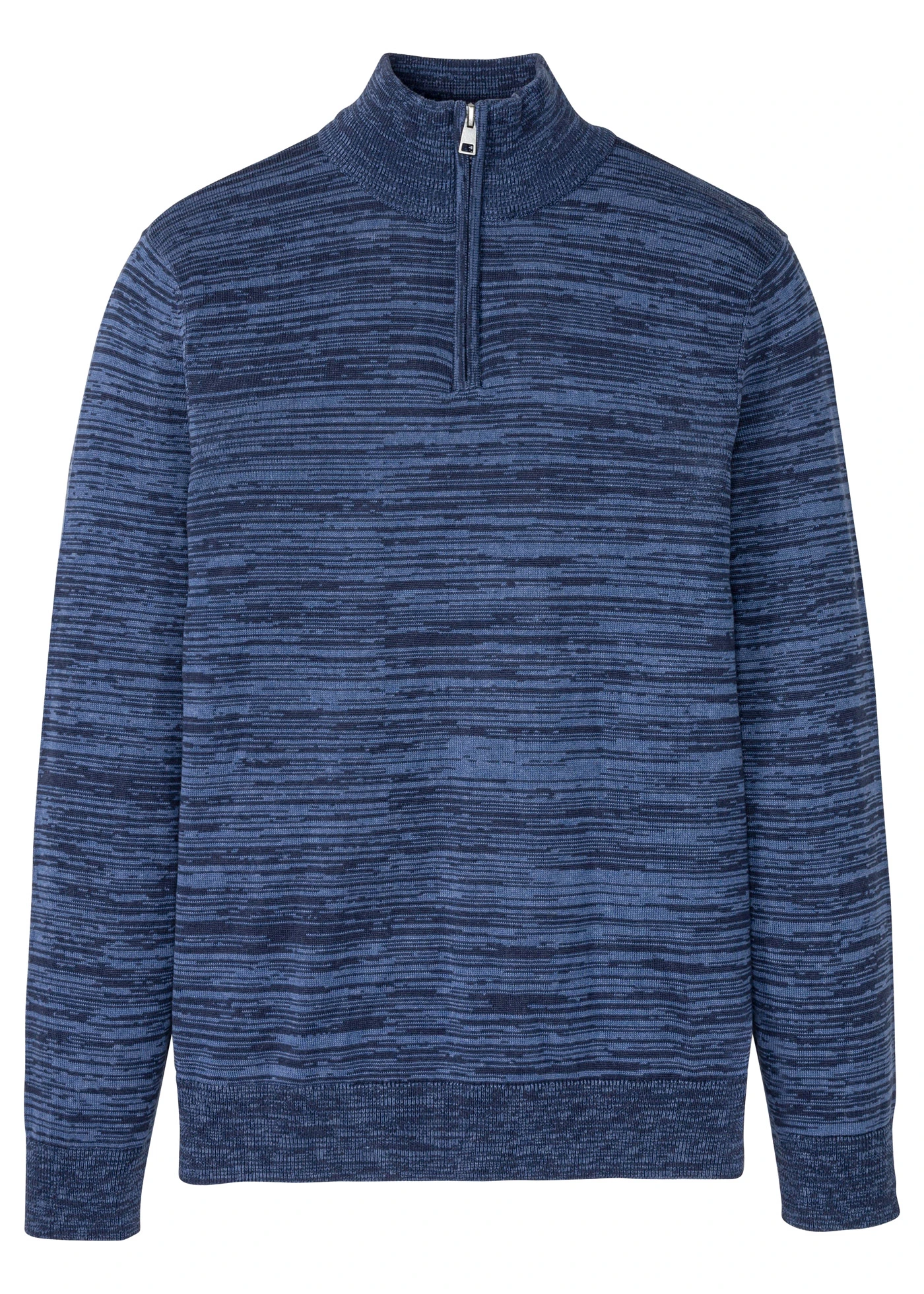 Svetr s límečkem na zip a bavlnou • tmavě modrá melír • bonprix obchod