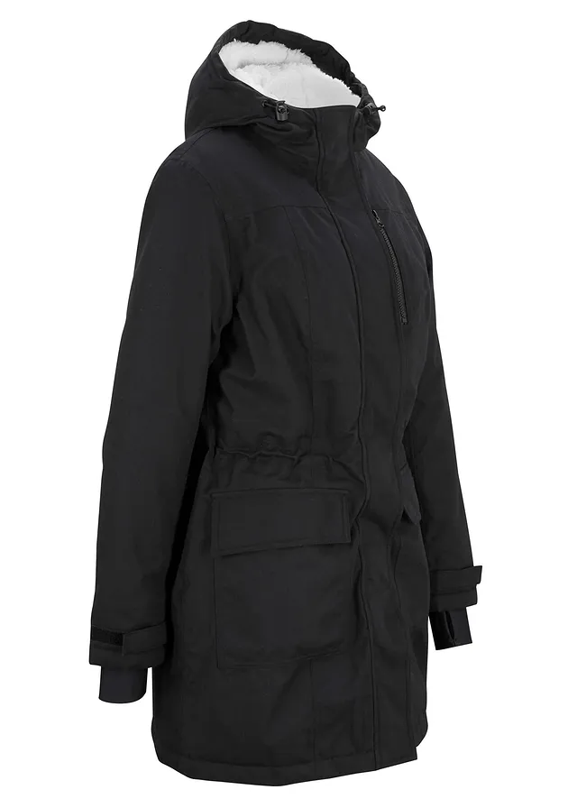 Funkčná bunda parka s kožušinovým flísom a kapucňou, vodoodolná