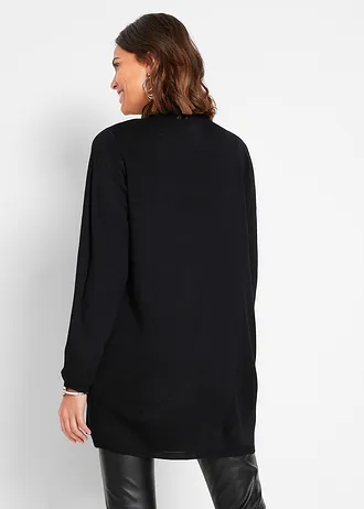 Dlouhý pletený kabátek s nýtovými detaily • černo-stříbrná • bonprix obchod