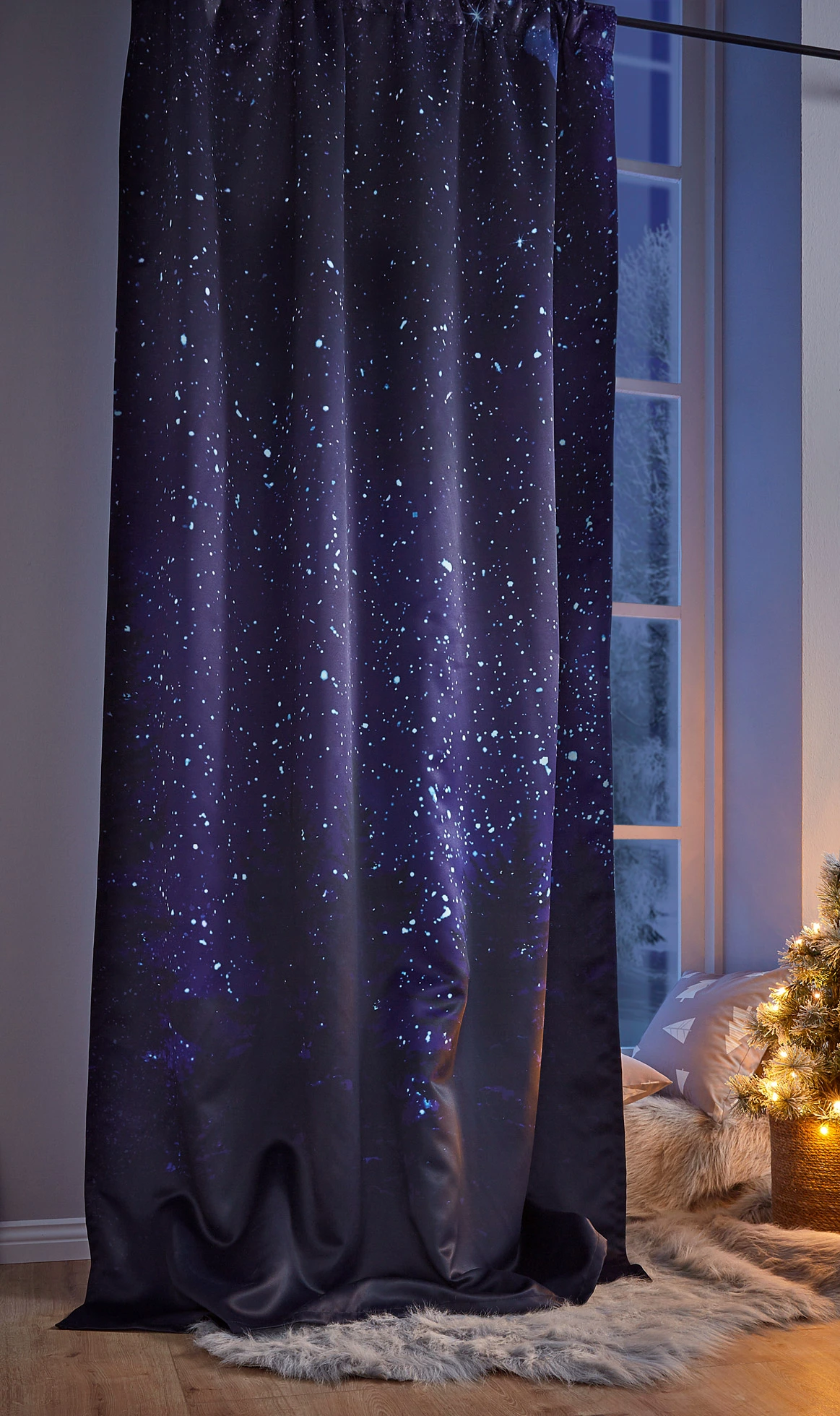 Verduisterend gordijn met print (1 stuk) • zwart/blauw • bonprix online shop