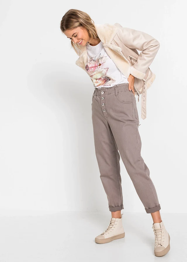 T-shirt à imprimé plume, Couleur: blanc imprimé