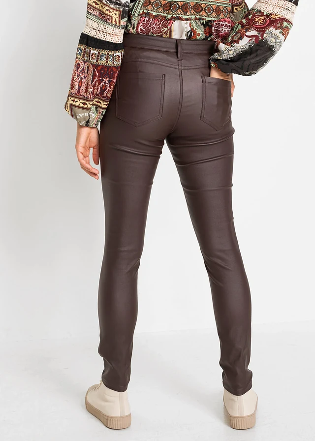 Pantalon extensible en viscose majoritaire, Couleur: marron