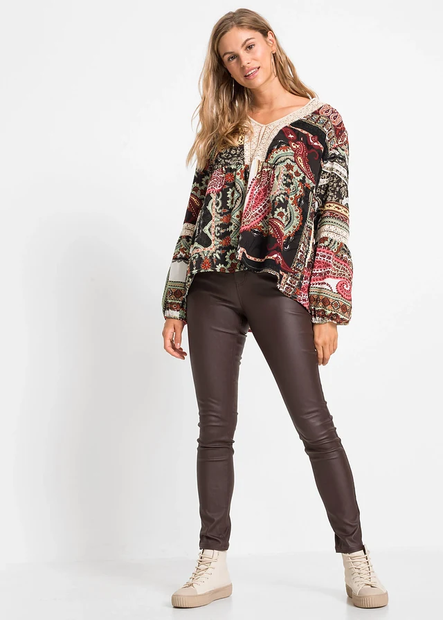 Pantalon extensible en viscose majoritaire, Couleur: marron
