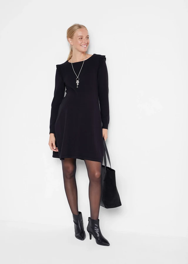 Robe de grossesse en maille douce, Couleur: noir