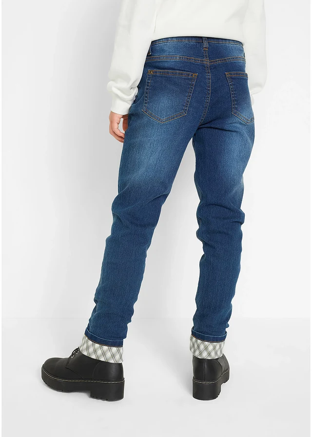Meisjes thermojeans met flanellen voering, Kleur: blue stone