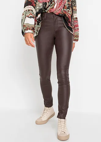 Stretch broek in een viscosemix, Kleur: bruin