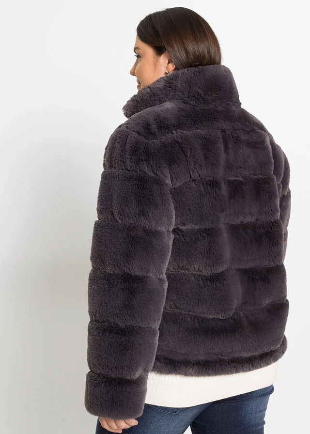 Veste zippée en peluche, Couleur: anthracite