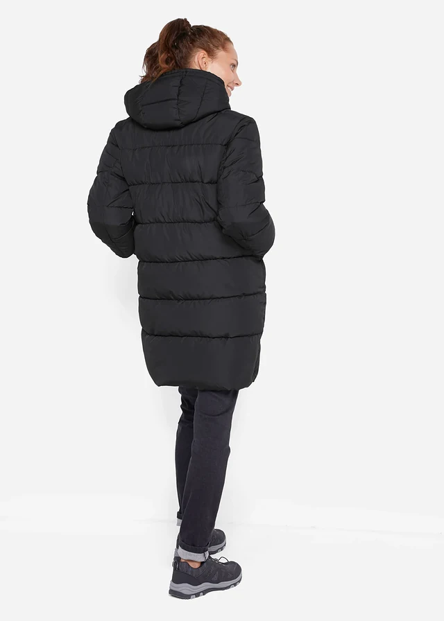 Gewatteerde, lange outdoor jas, waterafstotend • zwart • product-page.page-title-suffix
