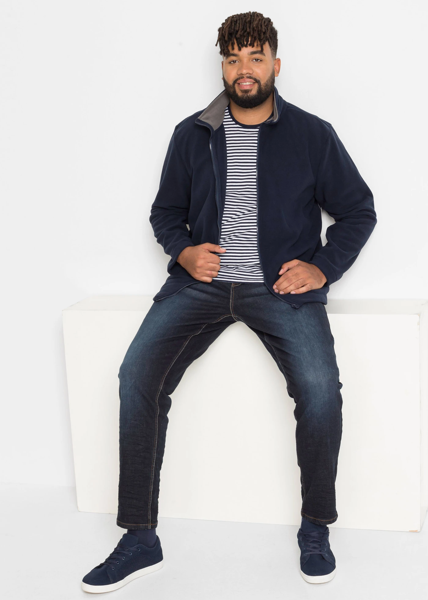 Fleece vest • donkerblauw plus size • bonprix online shop