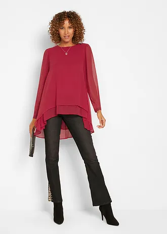 Tunique plus longue derrière, Couleur: rouge carmin