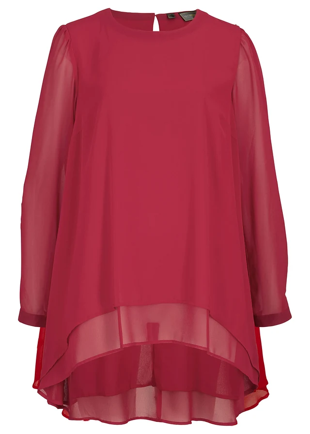 Lange high-low tuniek, Kleur: avondrood