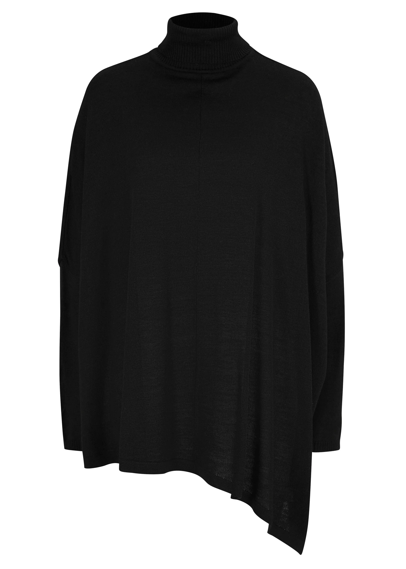Oversized coltrui poncho met asymmetrische snit • zwart • bonprix online shop