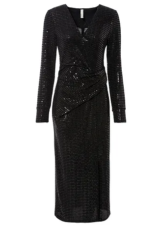Přiléhavé šaty s pajetkami • černá • bonprix obchod
