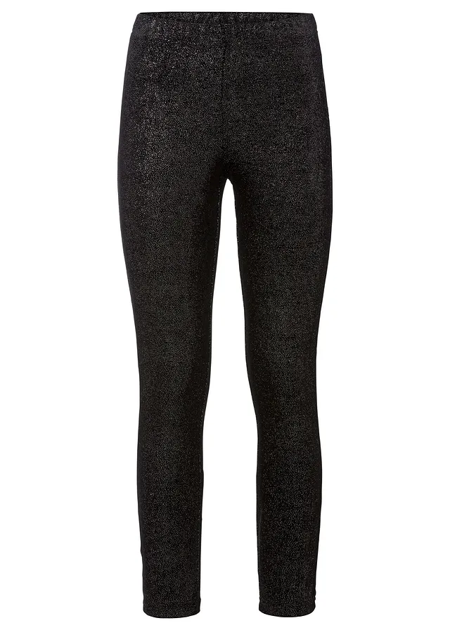 Csillogó legging bársonyból • fekete/ezüstszín • bonprix áruház