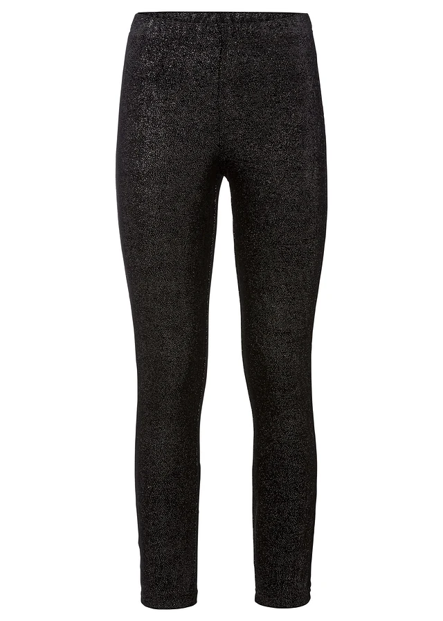 Glanzende legging van fluweel, Kleur: zwart/zilverkleur