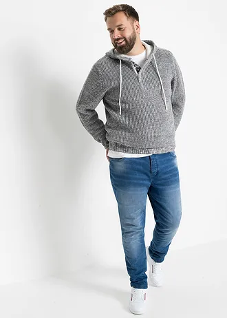 Svetr s kapucí, barva: světle šedý melír