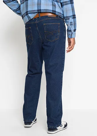 Thermo Classic Fit-jeans met knusse flanellen voering, straight, Kleur: donkerblauw denim