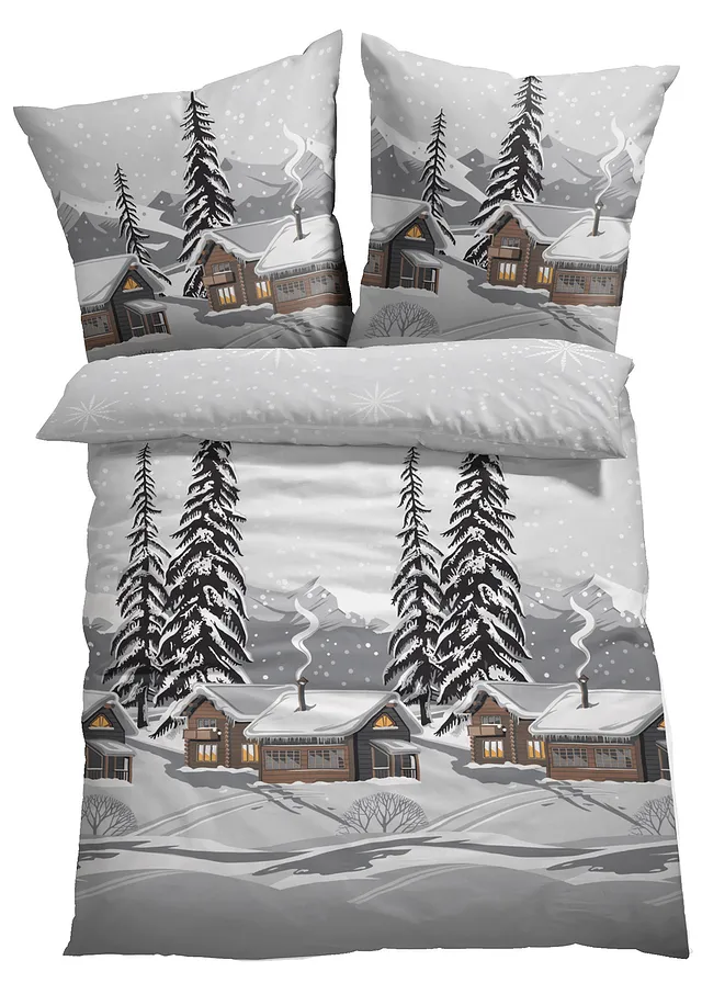 Lenjerie pat cu peisaj de iarnă