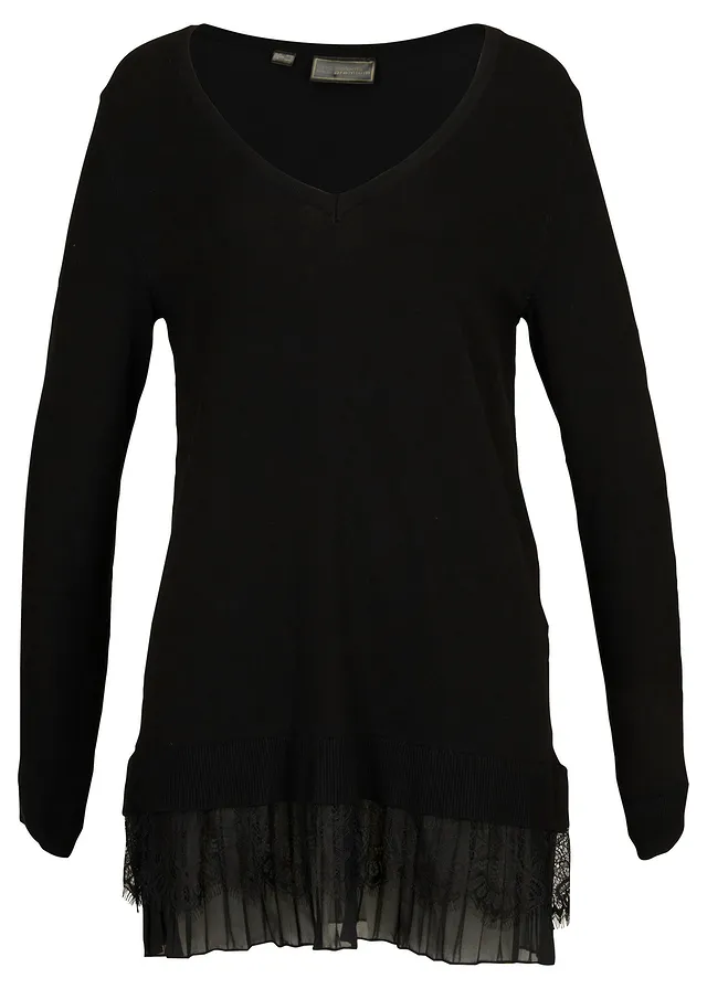 Fijn gebreide trui van een soepele viscosemix • zwart • bonprix online shop