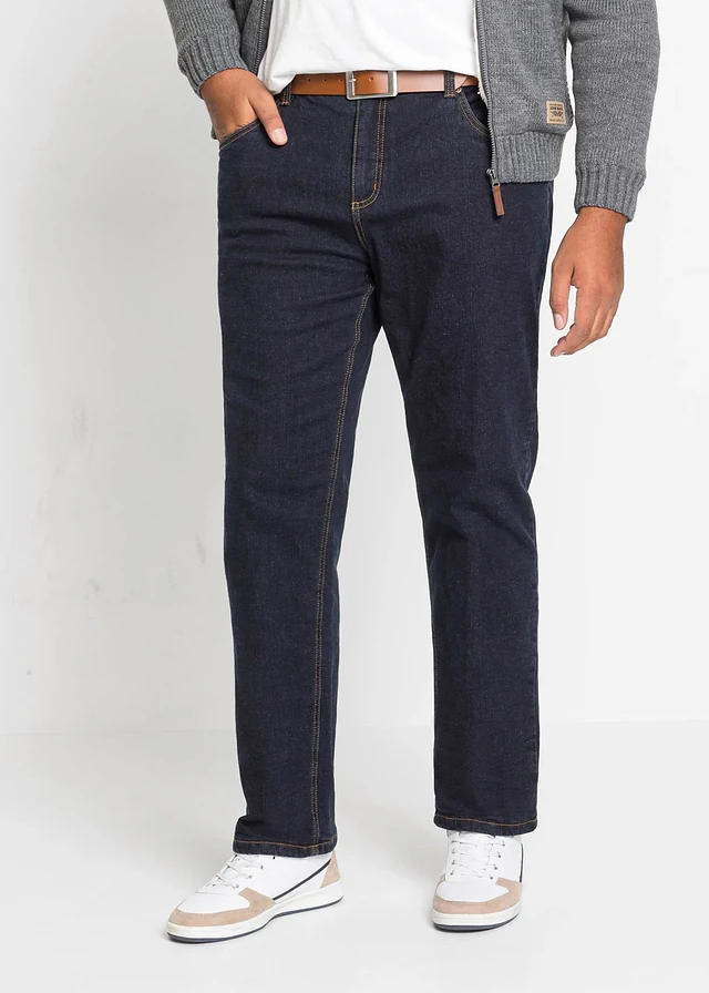 Termo džíny s hřejivou flísovou podšívkou, Classic Fit, barva: tmavě modrý denim
