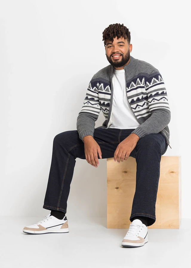 Termo džíny s hřejivou flísovou podšívkou, Classic Fit, barva: tmavě modrý denim
