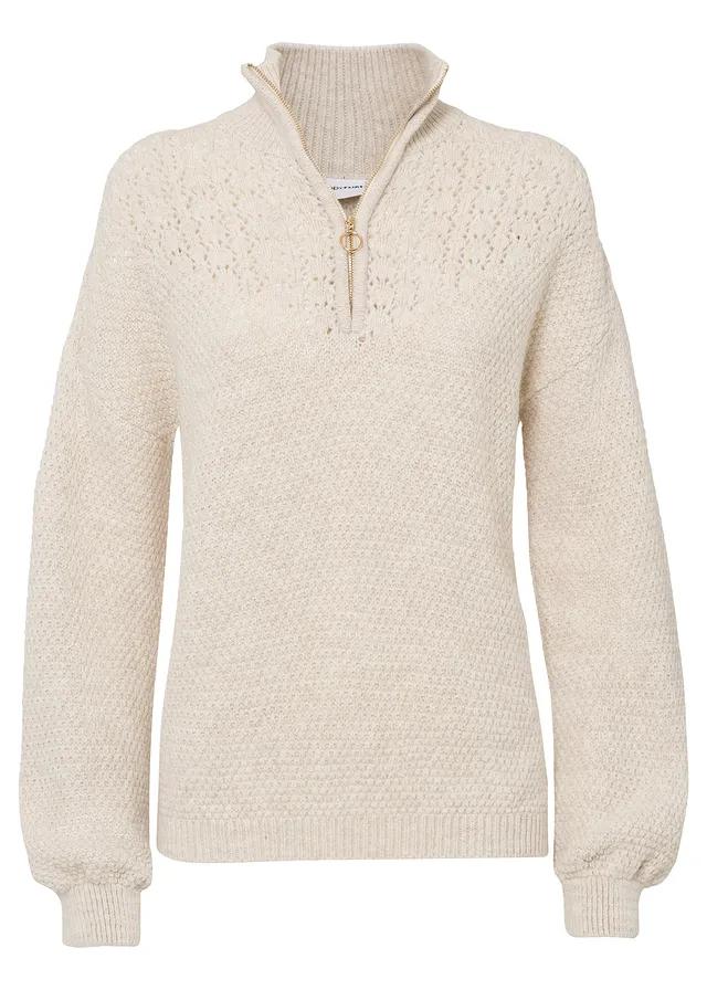 Pulóver s ažúrovým vzorom