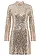 Šaty s pajetkami a trumpetovými rukávy, barva: zlato-béžová