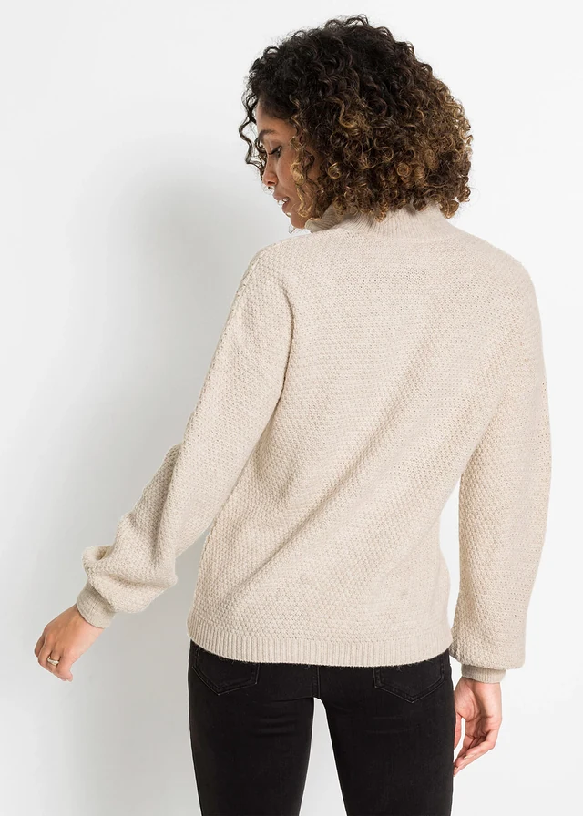 Schipperstrui met ajourpatroon, Kleur: sand