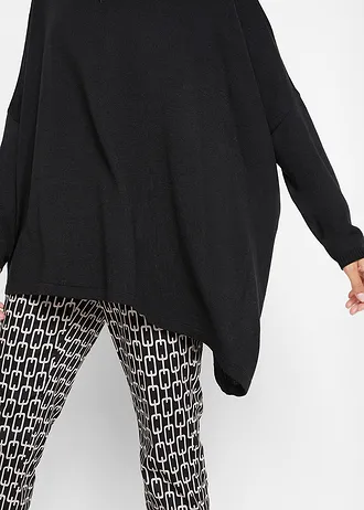 Pull-poncho asymétrique à col roulé • noir • Boutique bonprix
