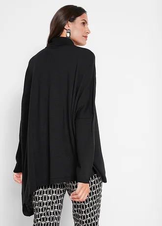 Pull-poncho asymétrique à col roulé • noir • Boutique bonprix