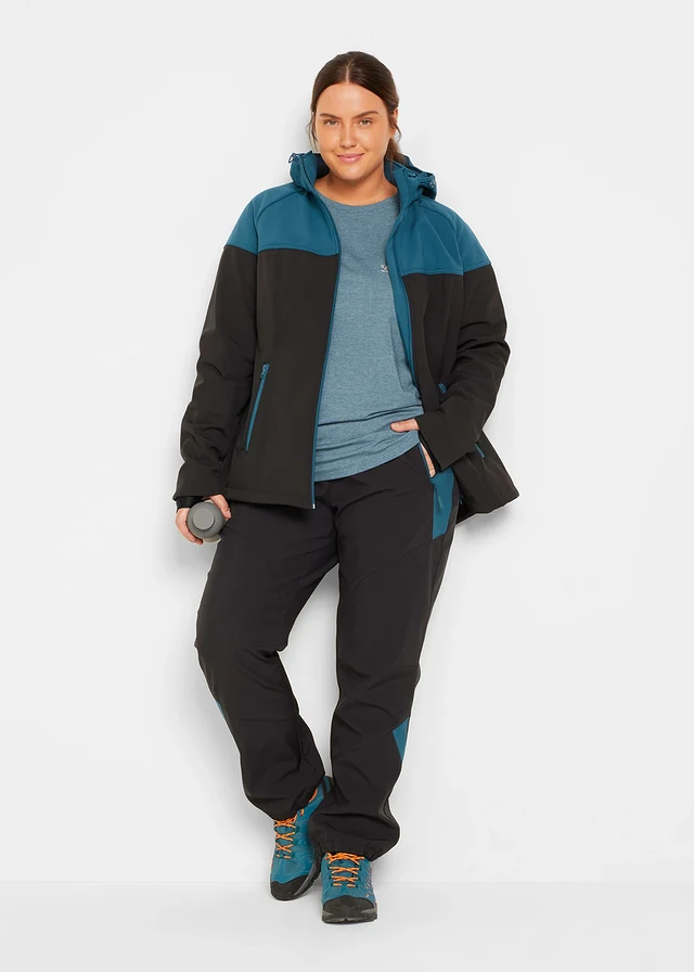 Pantalon softshell imperméable, coupe droite, Couleur: noir